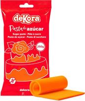 dekora – Tortų dekoravimo fondantas, apelsinų skonio – Fondanto cukraus pasta tortams ir keksams – Iškočiama fondanto masė visų rūšių dekoracijoms gaminti – Lengvai formuojama – 250 g