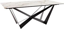 DELIFE Edge Valgomojo stalas Keraminis "Calacatta Luxe" baltas auksinis pilkas 200 x 100 Spider Flat Steel Black