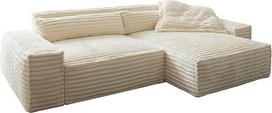 DELIFE Sirpio Corner Sofa XL Plush Cord Beige 270 x 170 cm Reguliuojamas šezlongas