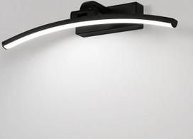 DELIPOP Vonios veidrodžio lempa, juoda, 40 cm, 180 laipsnių pasukimo sieninis vonios kambario šviestuvas, IP44, 8 W LED veidrodinė lempa rūsiui, virtuvei, vonios spintai, tualeto spintelės apšvietimui, tualeto kambariui, šaltai balta 6500 K