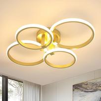 DELIPOP Modernus LED lubų apšvietimas, 4 žiedai lubų šviesos LED aukso spalvos, 56 W 6300 LM šiltos baltos spalvos 3000 K lubų šviestuvai svetainei, miegamajam, valgomajam, virtuvei, biurui