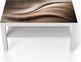 DEQORI stiklinis staliukas | Baltas, didelis, 90 x 50 cm | Brangiųjų metalų vibracijos motyvas | Neįprastas stiklinis pagalbinis staliukas | Blizgus kavos staliukas svetainei | Modernus dizaininis staliukas prie sofos