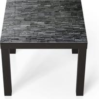 DEQORI stiklinis staliukas | Juodas, mažas, 55 x 55 cm | Natūralaus akmens sienos motyvas | Neįprastas stiklinis pagalbinis staliukas | Blizgus kavos staliukas svetainei | Šiuolaikiškas dizaininis staliukas prie sofos