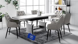 designimpex DA-777 Kavos staliukas betoninis / juodas matinis Išplečiamas reguliuojamo aukščio su lentyna 120 x 200 cm Modernus svetainės stalas Suapvalinti kampai Sofos staliukas Erdvę taupantis aukštos kokybės svetainės stalas