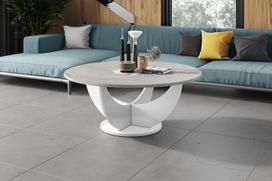 designimpex Design HRC-111 Kavos staliukas Blizgus apvalus staliukas 100 cm x 40 cm Spalva: Spalva: betono balta, blizgi