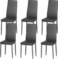 DEWINNER šiaurietiškos valgomojo kėdės (6 vnt.), ergonomiškas dizainas, metalinės kojos, senovinis paminkštinimas, kasdienės virtuvės kėdės su dygsniais