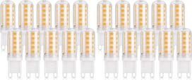 DiCUNO G9 LED lemputė šiltai balta 2700K, 3W LED lemputė, pakeičianti 30W-40W halogeninę lemputę, G9 lemputė, 410 liumenų, nemirguliuojanti, taupanti energiją, nedidelė lemputė, nestabdoma, 20 vnt. pakuotė
