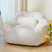 Didelės Bean Bag kėdės suaugusiems, dirbtinio kailio audinys, milžiniškas Bean Bag kėdė su pagalvėle, minkštas Bean Bag sofos kėdė su ergonominiu palaikymu, smėlio spalvos pliušinis tingus sofa, balta