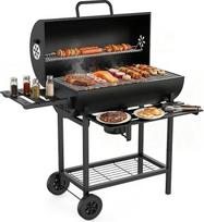 Didelis anglies grilis su dangčiu ir termometru, anglies grilis BBQ