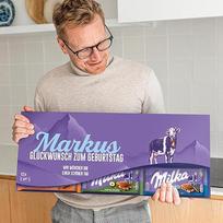 Didžiulis „Milka“ šokolado batonėlis su asmenine žinute – individualizuotos dovanos su „Milka“ šokolado batonėliais, gimtadienio dovanos vyrams ir moterims (12 vnt.)