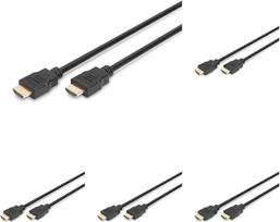 DIGITUS HDMI kabelis - 5 m - UHD 4k 30 Hz - paauksuoti kontaktai - tinka televizoriui, projektoriui, monitoriui - juodas (5 vnt.)