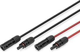 DIGITUS saulės kabelių prailginimo rinkinys - 2 kabeliai - 3 m - 6 mm² skerspjūvio laidininkai - MC4 kištukas - IP65/68 - atsparus UV spinduliams ir oro sąlygoms - XLPO apvalkalas - skirtas fotovoltinėms saulės sistemoms - 1x raudonas, 1x juodas