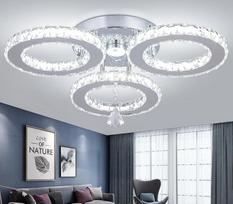 Dimmable LED Crystal lubų šviesos 13 x 3,5 colių 3 žiedai Crystal liustra Flush Mount apšvietimo šviestuvas miegamasis Hobby gyvenamasis kambarys
