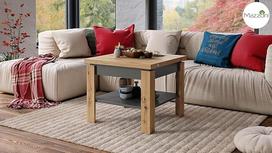 Dizainerio kavos staliukas "Leo Oak Artisan" - antracito matinis atlenkiamas 65 - 130 cm valgomojo stalas