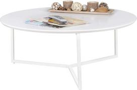 Dizainerio kavos staliukas iš MDF medžio, baltas matinis rėmas iš metalo, skersmuo 80 cm, svetainės staliukas, lakuotas, modernus kavos staliukas, apvalus poilsio staliukas, aukštis 31,5 x plotis 80 cm, matinė balta spalva