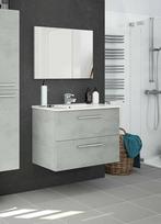 Dmora - Inglewood Vanity Unit spintelė Kabinama vonios kambario spintelė su 2 stalčiais ir veidrodžiu, 80 x 45 x 57 cm, cemento spalvos