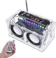 DONGKER DIY Electronic Speaker Soldering Kit Bluetooth Kit with FM Radio, Mini Home Stereo Sound Amplifier with LED Indicator Light DIY Radio Kits Speaker Box with Remote Control