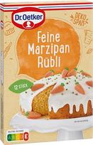 Dr. Oetker „Fine Marzipan Rübli“ 42 g, morkos formos, pusiau šiurkštus marcipanas, morkų torto papuošimas, valgomas torto papuošimas
