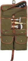 DRAKENSBERG Kimberley Wash Bag, skalbinių maišelis, skalbimo ritinėlis, drėgna pakuotė, tualeto reikmenų maišelis, trivietis, buivolo oda, rankų darbo, drobė, alyvuogių žalia, ruda