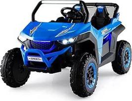 DREAMADE 12 V 2 vietų elektrinis automobilis vaikams, elektrinės transporto priemonės su 2,4 GHz nuotolinio valdymo pultu, muzika, žibintais ir USB, elektrinis automobilis vaikams nuo 3 metų, didžiausia apkrova 59 kg (mėlynas)