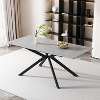 DRIXNO išskleidžiamas valgomojo stalas, automatiškai išskleidžiamas valgomojo stalas, stačiakampis kavos stalas, L150/180 x W70 x H76 cm, "Sacrum" dizainas, marmuro tekstūra, juoda ir pilka spalvos