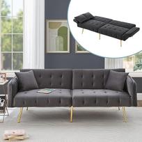 DRIXNO Dviejų vietų daugiafunkcinė sofa-lova su lovos funkcija, reguliuojamu atlošu ir daugiafunkciniais porankiais. Šiuolaikinė sulankstoma sofa lova svetainei - veliūro užvalkalas