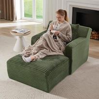 DRIXNO kampinė sofa su miego funkcija, laidinė sofa lova, sofa lova su pagalvėle, atlošiama kėdė, modulinė sofa, miegamoji kėdė svetainei, miegamajam, biurui, taupanti vietą ir nereikalaujanti surinkimo, žalia