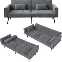 DRIXNO sulankstoma sofa-lova, sofa-lova su miego funkcija, kampinė sofa-lova su reguliuojamu atlošu, tinkama namams, miegamajam, 175 x 71 x 71 cm, pilka
