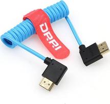 DRRI 8K/60Hz 4K/120Hz 48Gbps dešiniojo kampo HDMI į kairiojo kampo HDMI apvyniotas mėlynas kabelis, skirtas "Sony FX3 A7iv" "Canon C200 C300 C500 C70" ir "Portkeys LH5H" monitoriui