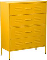 DRW "Amarillo" komoda su 4 stalčiais su angomis iš geltono metalo 80 x 35 x 102 cm Aukštis 15,5 cm