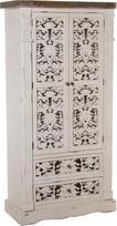 DRW Madera Y Dm spinta su 2 durimis ir 2 stalčiais iš medžio ir MDF, raižyta antikinės baltos spalvos, 85 x 40 x 170 cm, Vejecido