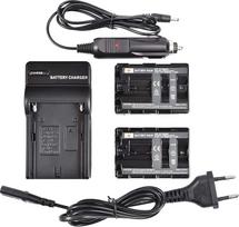 DSTE 2 vnt. NP-FM500H akumuliatorių rinkinys + dvigubas greitojo įkrovimo USB įkroviklis, suderinamas su „Sony Alpha“ SLT-A57, A65, A65V, A77V, A99, CLM-V55, „DSLR-A100“, „A200“, „A300“, „A350“, „A450“, „A500“, „A550“, „A560“, „A58 0000“, „A700“, „A850“,