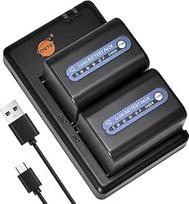 DSTE 2PCS Sony NP-FM70 NP-QM71D NP-QM71D NP-QM71(3400mAh/7.4V) akumuliatoriaus įkroviklio rinkinys, skirtas Sony CCD-TRV128, CCD-TRV138, CCD-TRV150, CCD-TRV228, CCD-TRV250, CCD-TRV270, CCD-TRV285, CCD-TRV308, CCD-TRV318, CCD-TRV328 fotoaparatui