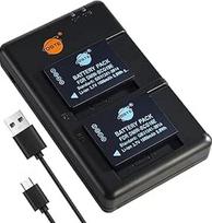 DSTE DMW-BCG10E (1600mAh/3.7V) baterijos įkroviklis, suderinamas su fotoaparatais Lumix DMC-ZS15, ZS19, ZS20, ZS25, ZX33D1, TZ20, TZ25, ZR3, 2 vnt.