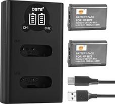 DSTE NP-BX1 atsarginė baterija (2 vnt.) ir išmanusis LED dvigubas USB įkroviklis, suderinami su "Sony CyberShot" DSC HX90 HX95 HX99 RX100 WX350 HX400V HDR AS100V FDR X1000 X3000