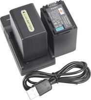 DSTE NP-FH100 ličio jonų akumuliatorius (2 vnt.) ir "Micro USB" įkroviklis, suderinamas su "Sony DCR-DVD403 DCR-DVD405E DCR-DVD406 DCR-DVD406E DCR-DVD407E