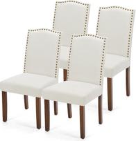 DUMOS Valgomojo kėdės, 4 kėdžių rinkinys, elegantiškos ir gražios modernios valgomojo kėdės, lininis audinys, paminkštintos virtuvės kėdės, įbrėžimams atsparios grindų valgomojo kėdės, tinkančios virtuvei, svetainei, miegamajam (smėlio spalvos)