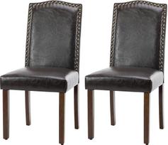 DUMOS valgomojo kėdės, 2 kėdžių komplektas, elegantiškos ir gražios modernios valgomojo kėdės, PU odos minkštos virtuvės kėdės, valgomojo kėdės, tinkančios virtuvei, svetainei, miegamajam (tamsiai rudos spalvos)