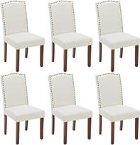 DUMOS Valgomojo kėdės, 6 kėdžių rinkinys, elegantiškos ir gražios modernios valgomojo kėdės, PU odos minkštos virtuvės kėdės, valgomojo kėdės, tinkančios virtuvei, svetainei, miegamajam (smėlio spalvos)