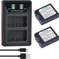 DuraPro 2 pakuotės CGR-S006e CGA-S006 akumuliatorių baterijų + LED įmontuotas USB dvigubas įkroviklis, skirtas "Panasonic" CGR-S006A, DMW-BMA7 DMC-FZ50 FZ50 DMC-FZ7 DMC-FZ8 DMC-FZ18 DMC-FZ28 DMC-FZ30 / V-LUX 1