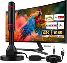 DVB-T/DVB-T2 antena su stiprintuvu, 360° priėmimo kampas, HDTV vidaus antena