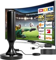 DVB-T2 antena su stiprintuvu ir magnetiniu pagrindu, vidaus ir lauko televizijos antena, 4K ir Full HD skaitmeninės televizijos signalų priėmimas be kabelinės ir palydovinės televizijos, 5 m koaksialinis kabelis, suderinama su visais DVB-T/DVB-T2 standart