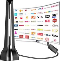 DVB-T/DVB-T2 antena, HDTV vidinė televizijos antena, 360° signalo priėmimas, su stiprintuvu ir magnetiniu pagrindu, 3 metrų kabelis, palaiko 4K/1080P – tinka visiems televizoriams, DAB/UHF/VHF