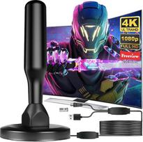 DVB-T2 antena su stiprintuvu, skirta naudoti patalpose ir lauke – galinga patalpų antena, skirta 4K HD televizijos signalui priimti – televizijos antena su magnetiniu pagrindu ir 5 m ilgio koaksialiniu kabeliu (juoda)