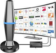 DVBT2 antena, patalpų antenos DVB-T ir DVB-T2 antenos su stiprintuvu, didelio nuotolio ir 360° priėmimo diapazono, patalpų antena televizoriams su stipriu magnetiniu pagrindu, tinka 4K 1080p ir visiems televizoriams