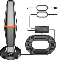 DVBT2 antena, patalpų antenos DVB-T ir DVB-T2 antenos su stiprintuvu, didelio nuotolio ir 360° priėmimo diapazono, patalpų antena televizoriams su stipriu magnetiniu pagrindu, tinka 4K 1080p ir visiems televizoriams