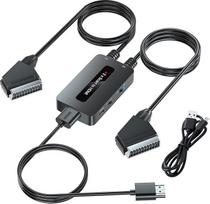 Dvigubas „Scart“ į „HDMI“ keitiklis su 4:3/16:9 formato perjungikliu, 2 vnt. „Scart“ į „HDMI“ keitiklių