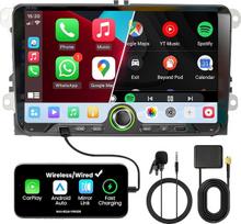 Dvigubo DIN dydžio „Bluetooth“ automobilių radijas su ekranu, skirtas „VW Passat“, „Tiguan“, „Touran“, „Scirocco“, „EOS“, „Beetle“ modeliams, belaidis „CarPlay“, „Android Auto“ ir „MirrorLink“, 9 colių „Android 15“ automobilių radijas, 4 + 64GB, WLAN, DA
