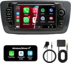 Dvigubo DIN dydžio automobilių radijas su ekranu, skirtas „SEAT Ibiza“ (2008–2013 m.), belaidis „CarPlay“ ir „Android Auto“, 7 colių jutiklinis ekranas, 4GB + 64GB, „Bluetooth“, 5 GHz „Wi-Fi“, DAB+, FM, AUX, GPS