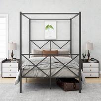 Dvigulė lovos rėmas Metalinis galvūgalis Footboard Modernus stilius Plieninė lovos platforma Sunkiosios pareigos skersiniai Lova juoda